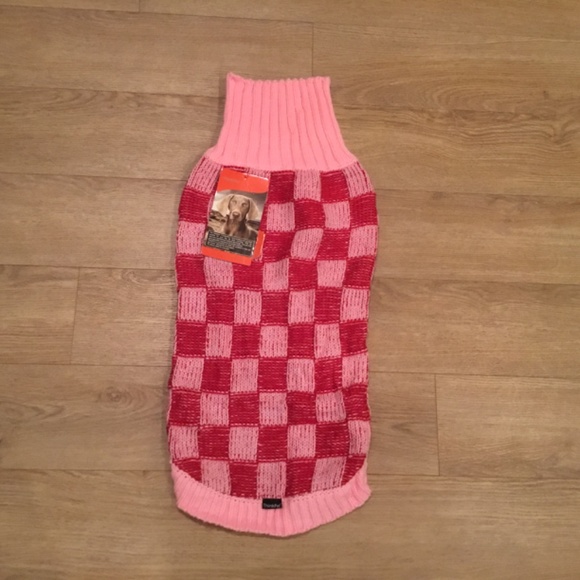Dog Pink Checker Knitted Warm Sweater - Picture 4 of 6